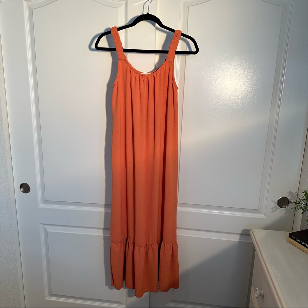 See You Monday Tangerine Orange Maxi Dress Size L